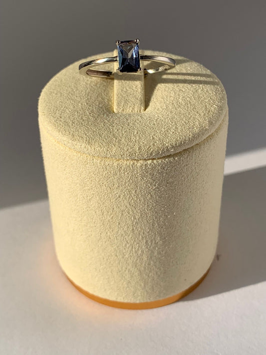 Anello regolabile in topazio blu di argento 925 / Felicità e vitalità