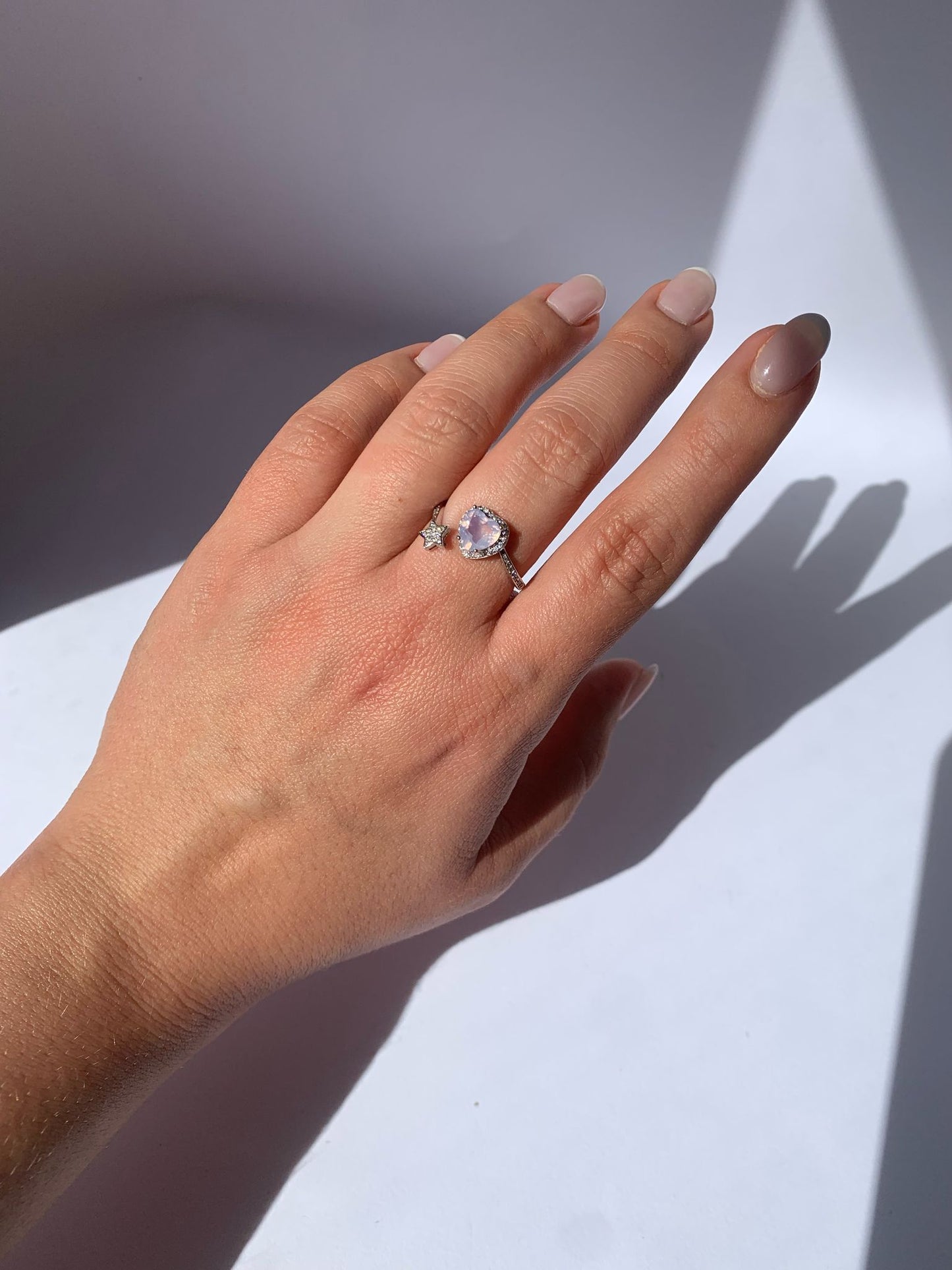 Adjustable 925 Silver Lavender Quartz Ring / Emotional Healing &amp; Relaxation