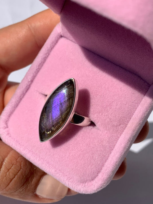 Anello regolabile in labradorite di argento 925 / Intuizione e trasformazione
