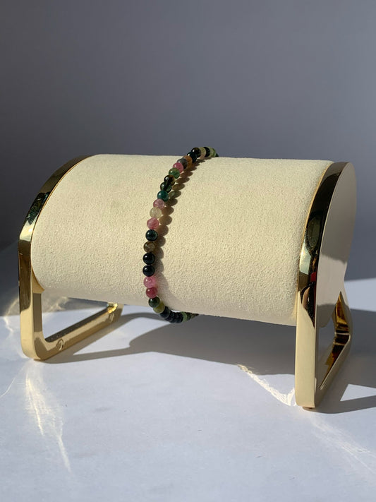 Bracciale elasticizzato in tormalina di 4mm / Purificazione e protezione