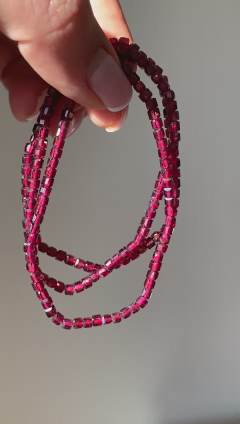 Adjustable Garnet Ring in 925 Silver Rose Gold Plated / Energy and Passion